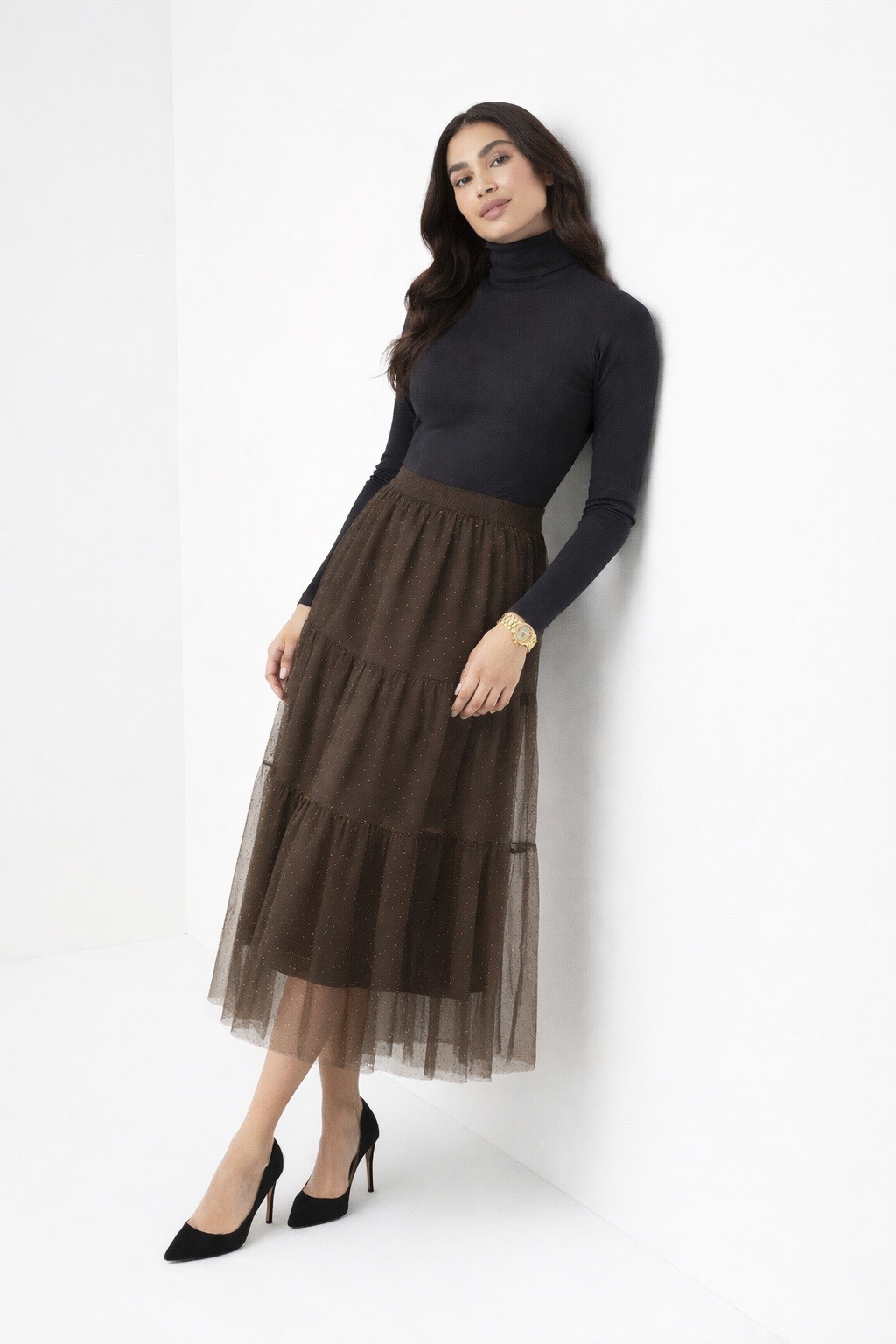 Jupe tulle marron à strass