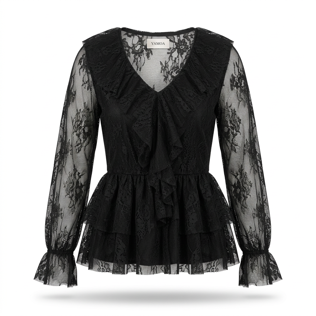 Top en dentelle à froufrou