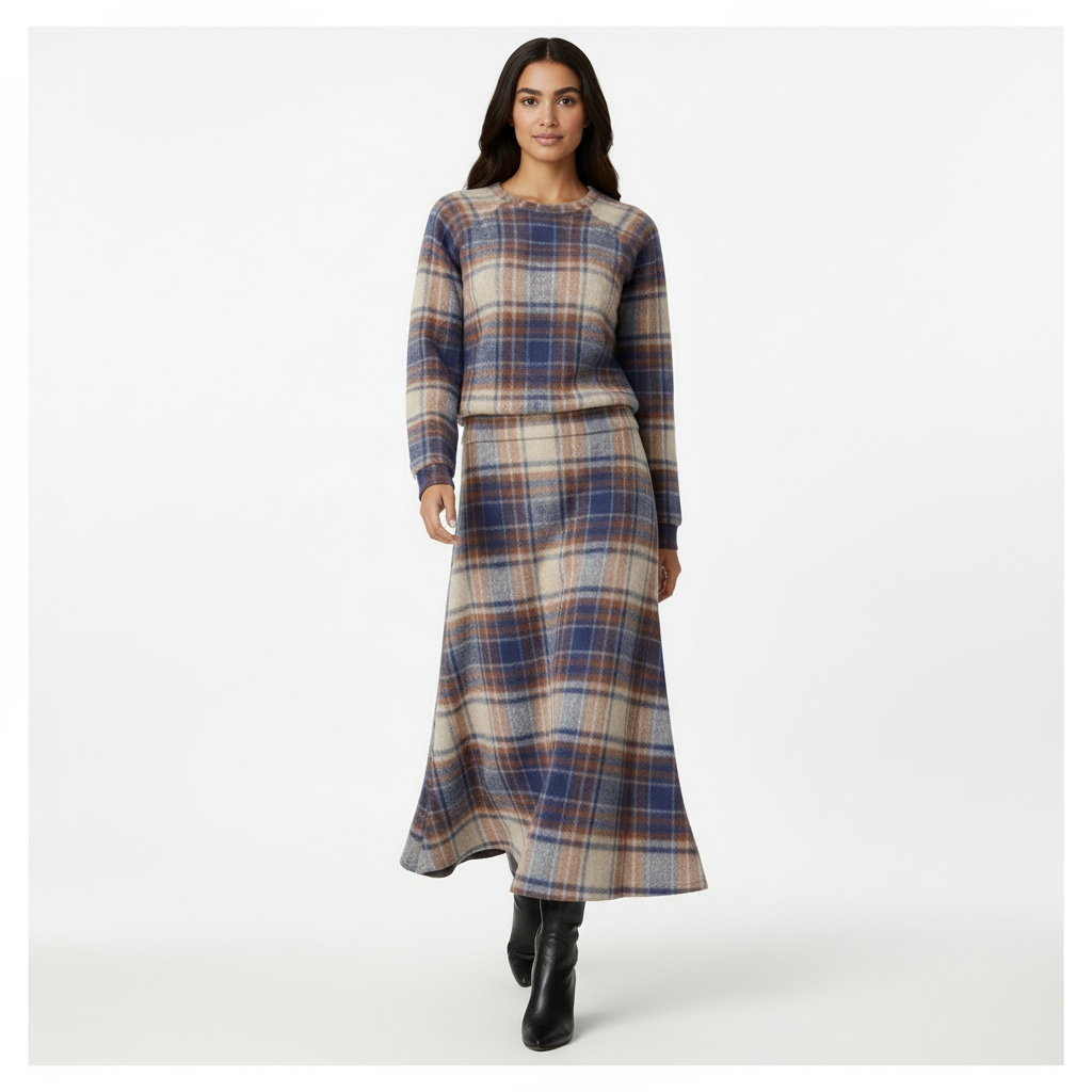 Ensemble pull jupe à carreaux