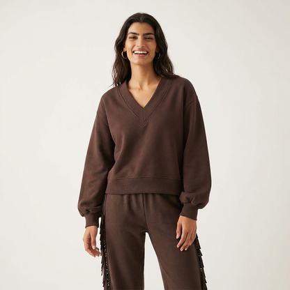 Ensemble Pantalon à Franges / Pull Chocolat