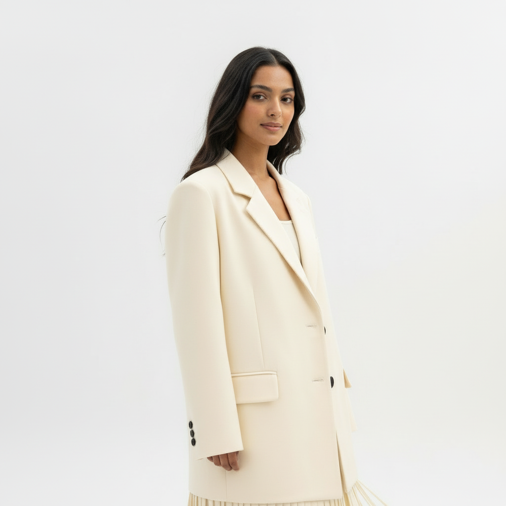 Blazer Franges Crème