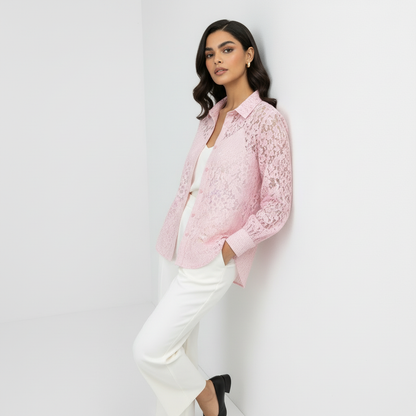 Chemise Dentelle Rose/Jaune