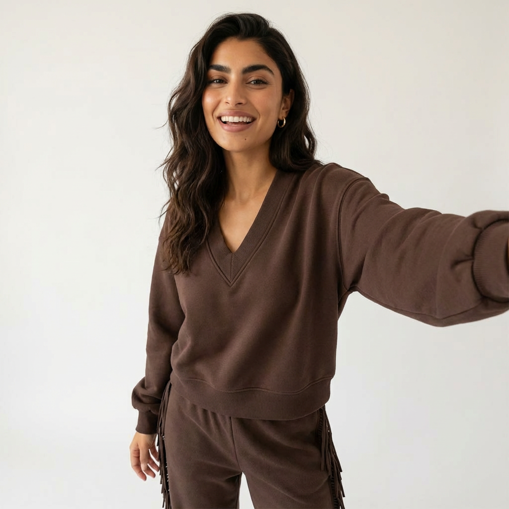 Ensemble Pantalon à Franges / Pull Chocolat