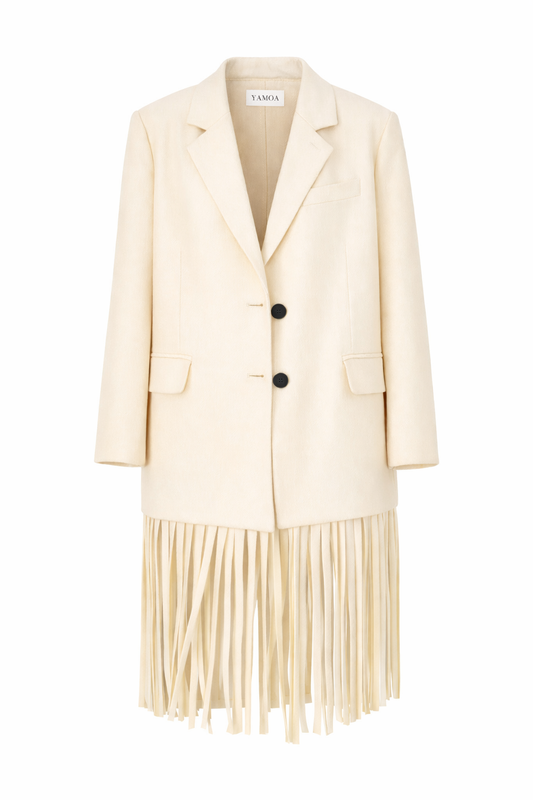 Blazer Franges Crème