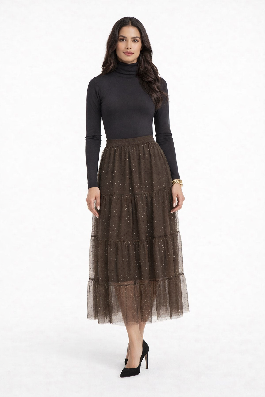 Jupe tulle marron à strass