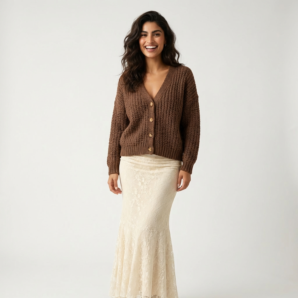 Ensemble Jupe en Dentelle / Cardigan en Maille