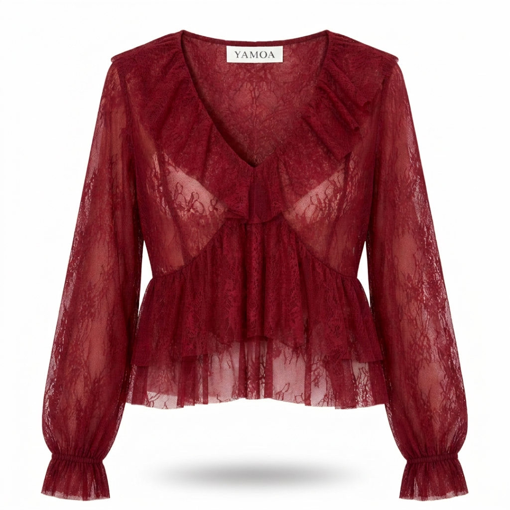 Top en dentelle à froufrou