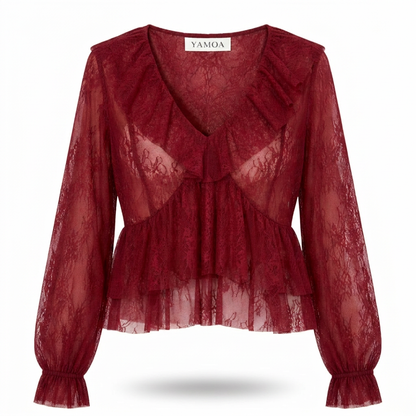 Top en dentelle à froufrou