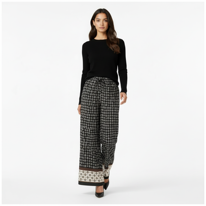 Pantalon damier en soie