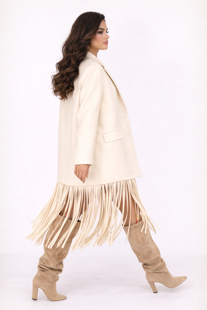 Blazer Franges Crème