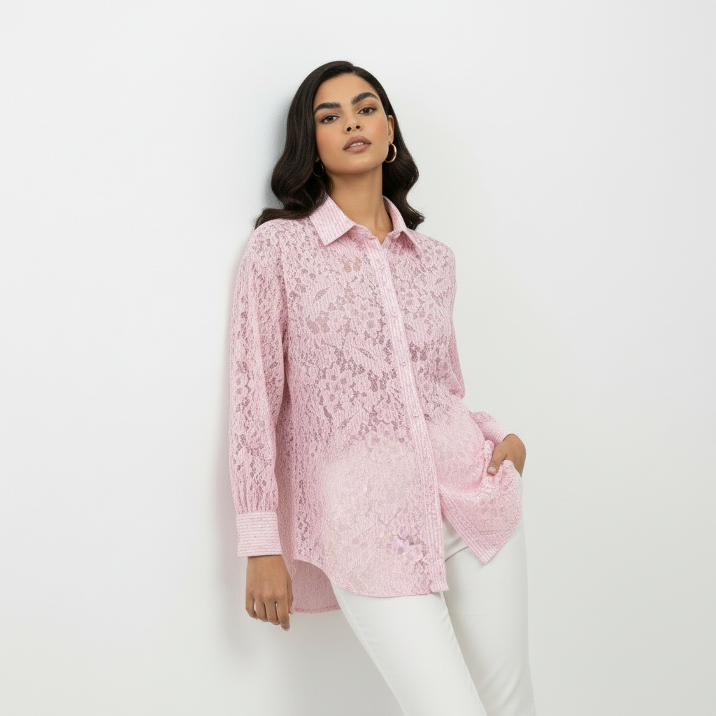 Chemise Dentelle Rose/Jaune