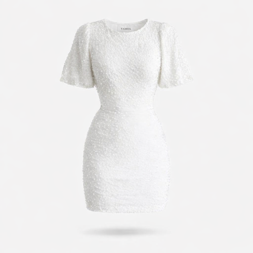 Robe soirée sequin - Crème