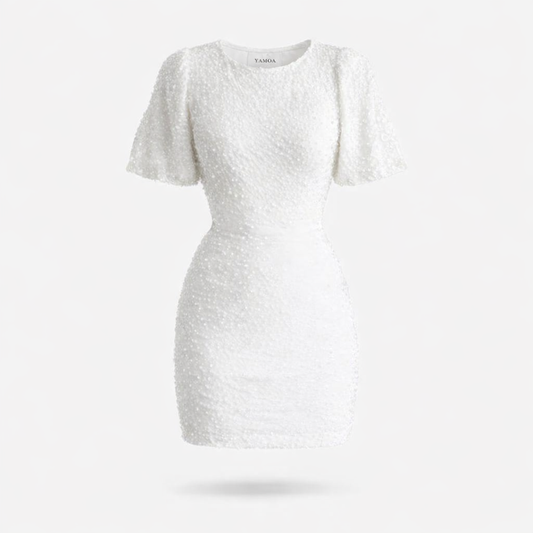 Robe soirée sequin - Crème