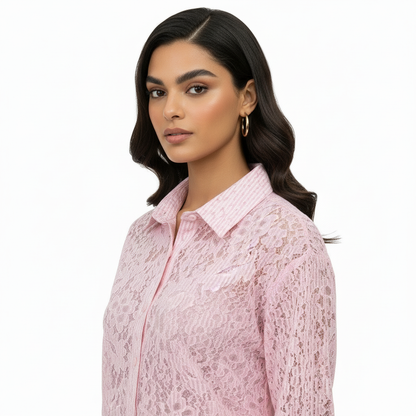 Chemise Dentelle Rose/Jaune