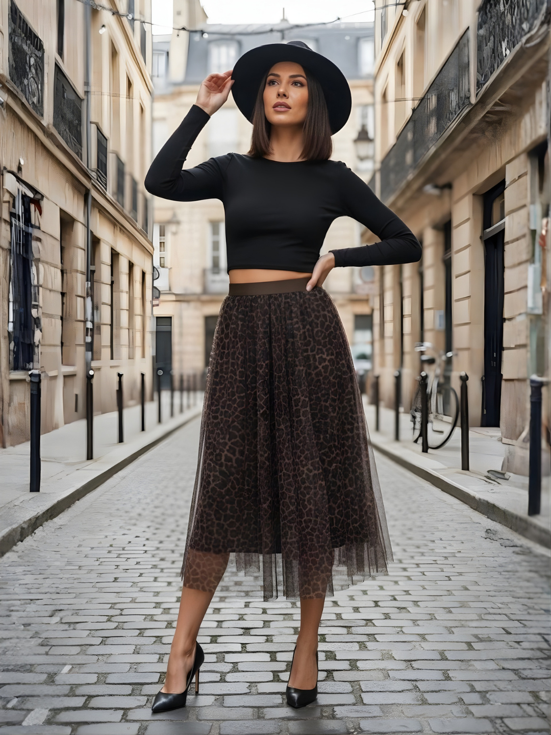 Jupe en tulle léopard