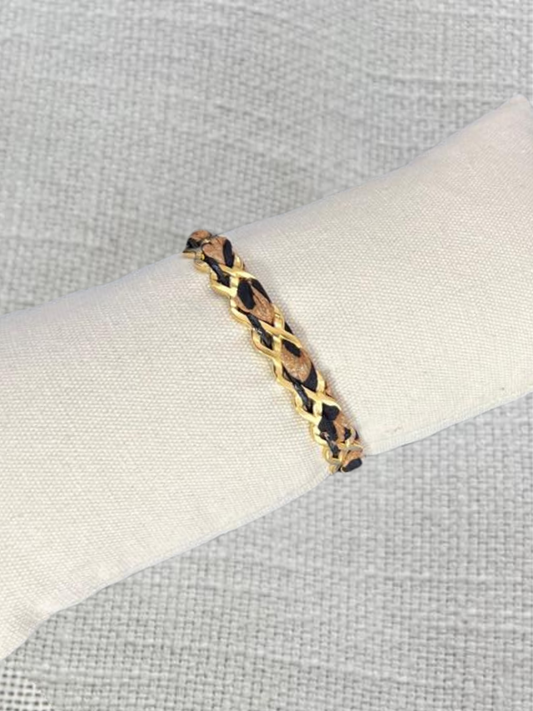 Bracelet Jonc Léopard Tressé