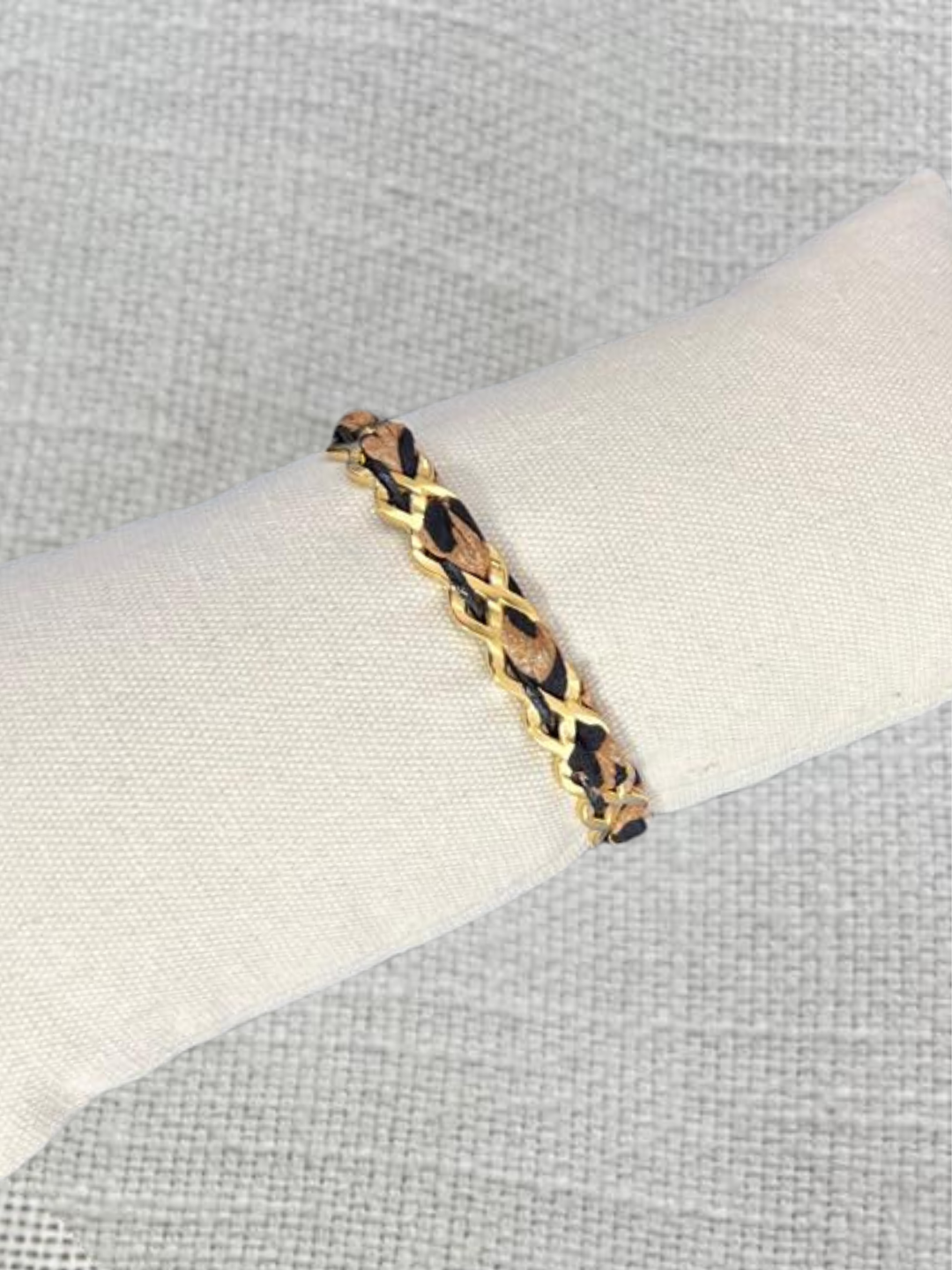 Bracelet Jonc Léopard Tressé