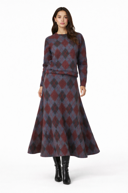 Ensemble pull jupe à carreaux