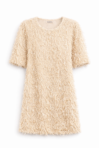Robe à franges sequin crème