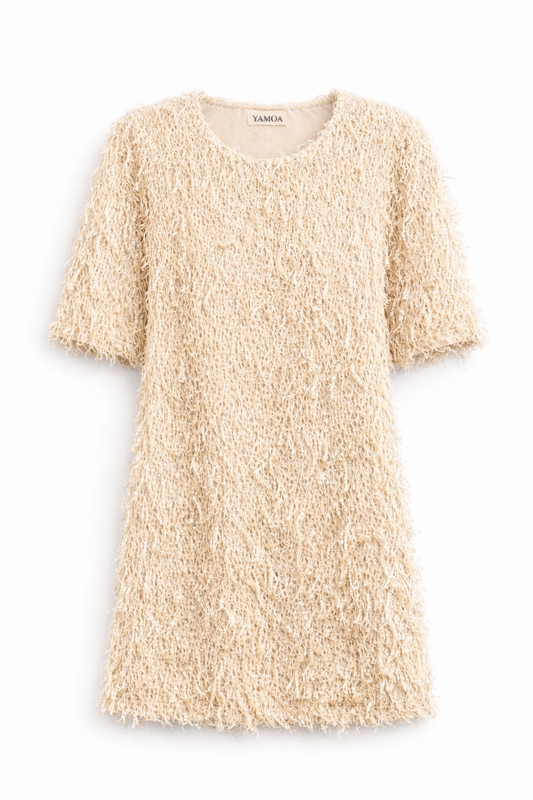 Robe à franges sequin crème