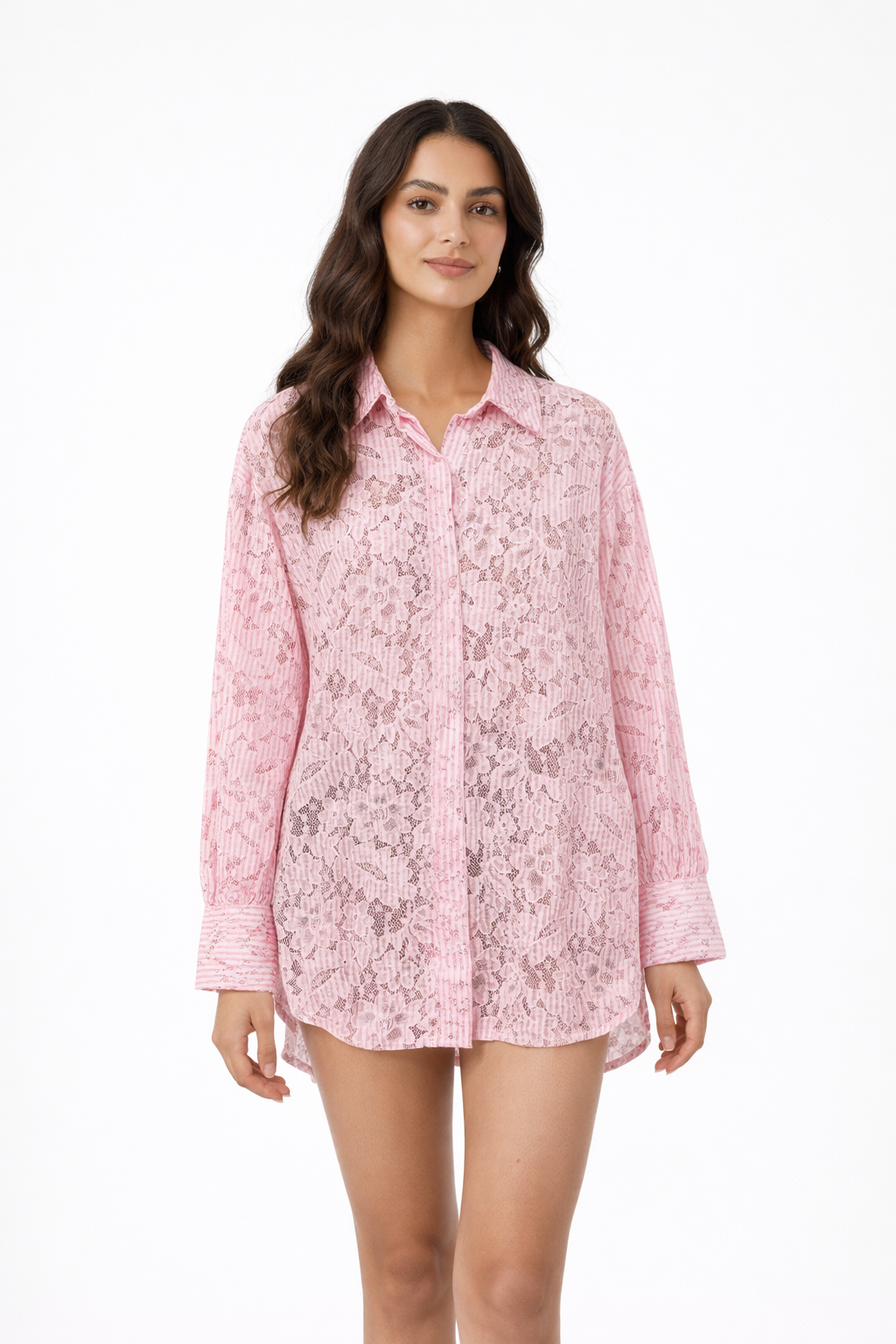 Chemise Dentelle Rose/Jaune