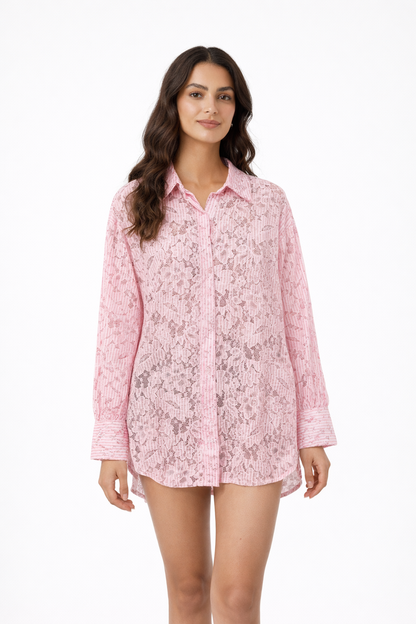 Chemise Dentelle Rose/Jaune
