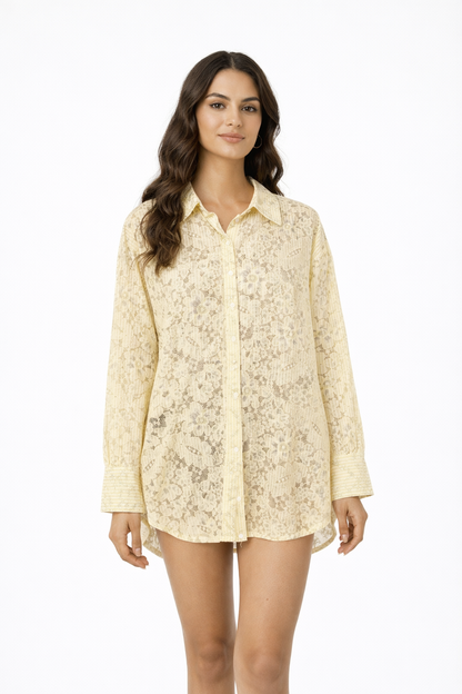 Chemise Dentelle Rose/Jaune