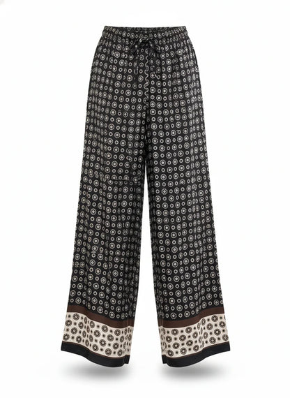 Pantalon damier en soie