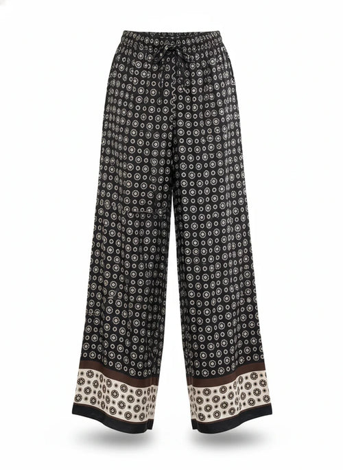 Pantalon damier en soie