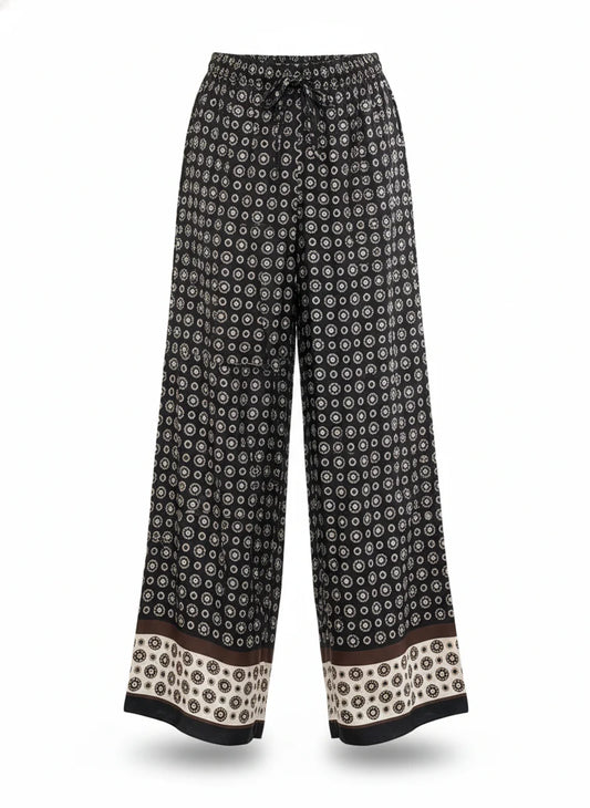 Pantalon damier en soie