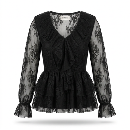 Top en dentelle à froufrou