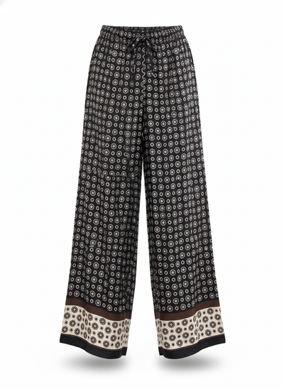Pantalon damier en soie