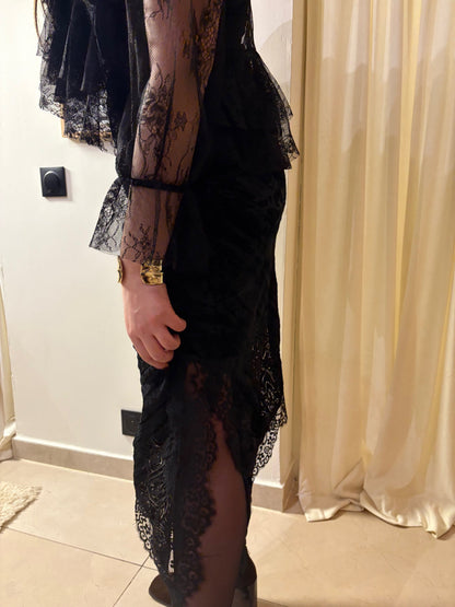 Jupe velour et dentelle