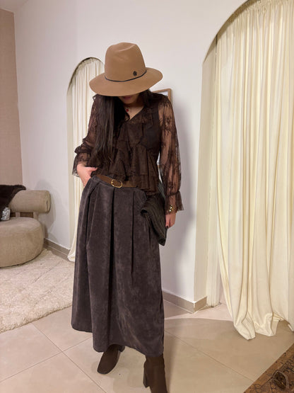 Jupe longue en velours