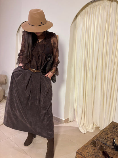 Jupe longue en velours