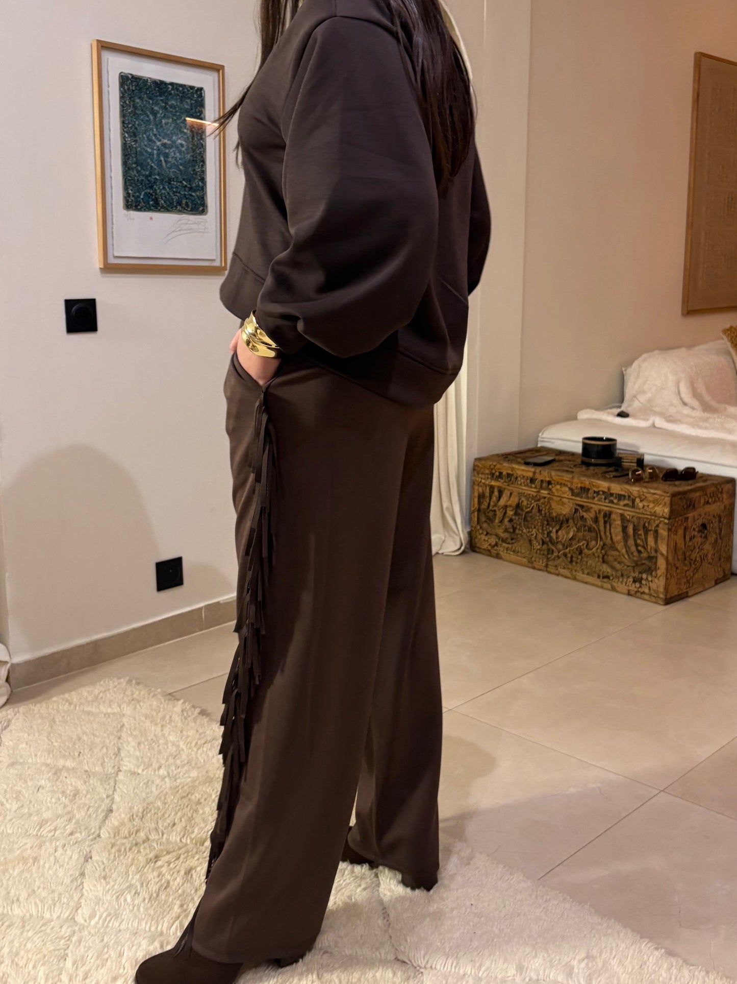 Pantalon à franges chocolat