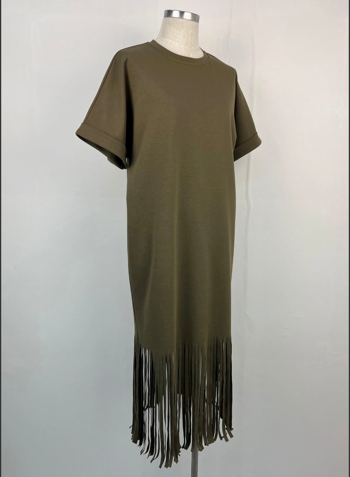 Robe à franges kaki