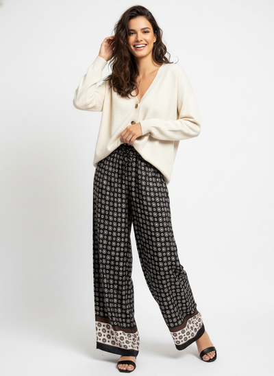 Pantalon damier en soie