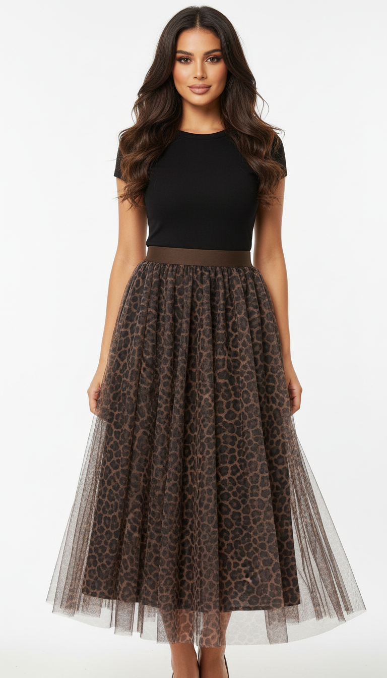 Jupe en tulle léopard