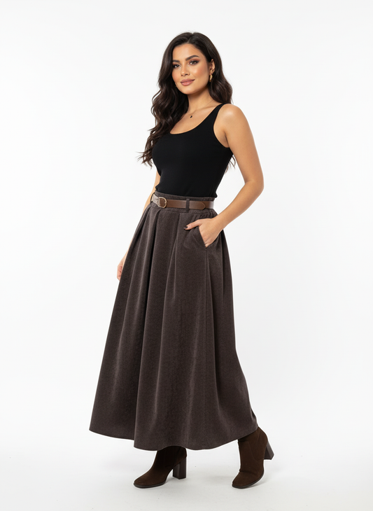 Jupe longue en velours