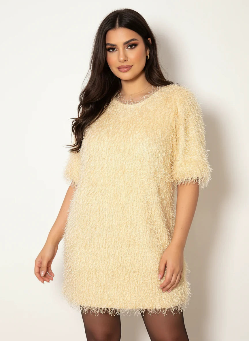 Robe à franges sequin crème