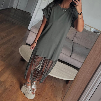 Robe à franges kaki